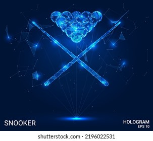 Hologram snooker. Snooker is made of polygons, triangles of dots and lines. Snooker icon is a low-poly compound structure. Technology concept vector.