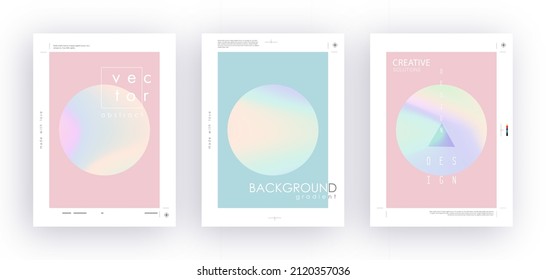 Hologram social banners  Circle rainbow foil abstract shapes  holographic trendy minimal square posters and mesh gradient collection  Vector 90s style set  Holographic shape  abstract backgrounds 
