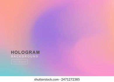 Hologram soft blend pastel gradient background with beige, pink and purple colors, vector design