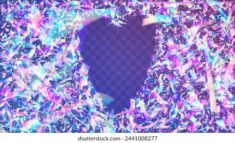 Hologram Sparkle. Blue 3d Background. Happy Abstract Backdrop. Laser Pattern. Cristal Design. Modern Poster. Iridescent Paper. Festive Glitter. Purple Hologram Sparkle