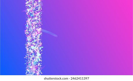 Hologram Sparkle. Blue Happy Confetti. Disco Birthday Illustration. Digital Ribbon. Modern Banner. Laser Texture. Festive Burst. Rainbow Background. Pink Hologram Sparkle