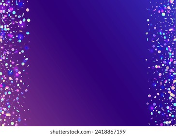 Hologram Sparkle. Disco Pattern. Digital Design. Falling Ribbon. Festive Background. Blue 3d Serpentine. Iridescent Confetti. Laser Birthday Backdrop. Purple Hologram Sparkle