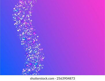 Hologram Sparkle. Disco Pattern. Unicorn Confetti. Glare Abstract Explosion. Falling Banner. Festive Tinsel. Cristal Ribbon. Blue 3d Glitter. Purple Hologram Sparkle