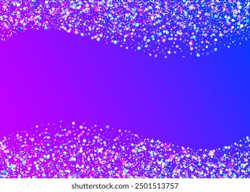 Hologram Sparkle. Glare Surprise Illustration. Falling Design. Carnaval Serpentine. Pink Happy Confetti. Iridescent Background. Cristal Dust. Disco Pattern. Blue Hologram Sparkle