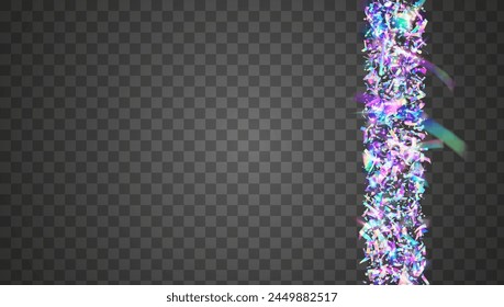 Hologram Sparkle. Happy Concept. Cristal Banner. Digital Dust. Light Surprise Backdrop. Purple Laser Tinsel. Iridescent Glitter. Transparent Serpentine. Pink Hologram Sparkle