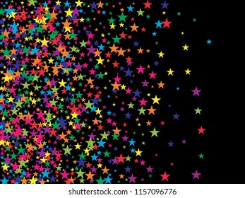 Hologram Stars Confetti Vector Magic Cosmic Garland. Magic Christmas Lights, Gamour Sparkles, Glitter for Birthday Party Celebration. Noble VIP New Year Holiday Premium Texture, Gold Star Explosion