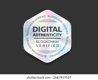 Holograma autocolante digital blockchain verificado selo holográfico genuíno