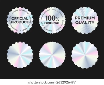 Hologram sticker and labels for official product guarantee and premium quality 100 percent genuine holographic seal 