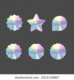 hologram stickers iridescent labels templates shiny light effect