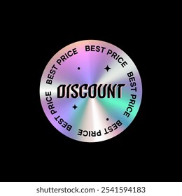 Hologram stickers or labels with holographic premium quality text vector illustration