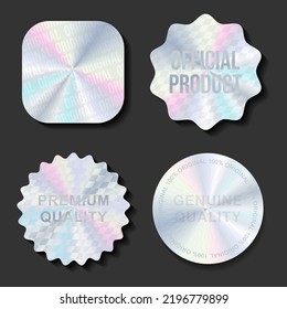 Hologram stickers or labels with holographic texture original product 