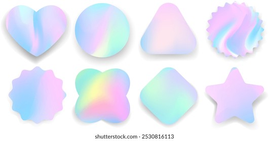 Conjunto realista de pegatinas de holograma, colección de insignia holográfica de Vector