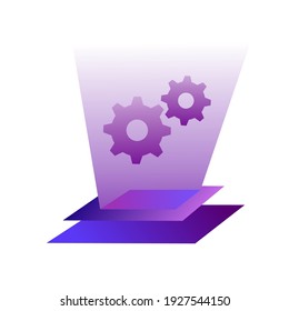 hologram style business process symbol icon, vector illustration in futuristic style