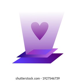 hologram style heart symbol icon, vector illustration in futuristic style