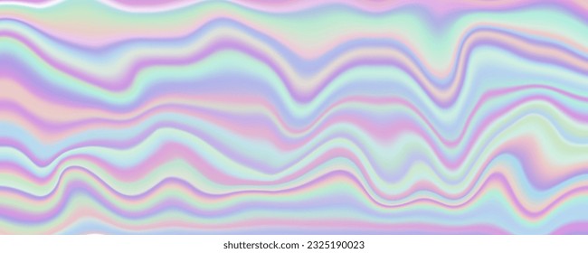 Hologram texture background. Iridescent striped gradient. Neon rainbow pastel foil. Unicorn pearl wallpaper. Vector illustration.