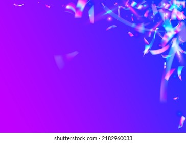 Hologram Texture. Geburtstagshintergrund. Disco Prism. Leichter Glitter. Blue Shiny Tinsel. Retro Festival Hintergrund. Fliegender Boden. Fiesta Art. Purple Hologram Textur