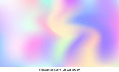 Textura Do Holograma. Cartão brilhante. Fundo Futurista Suave. Fundo holográfico. Gradiente Iridescente. Fundo retrô violeta. Fluido de Pastel. Vetor de metal. Textura de Holograma Rosa