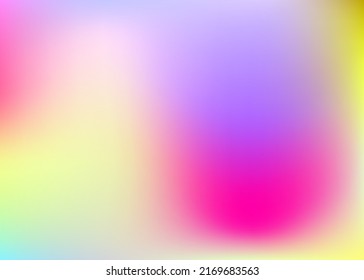 Textura del Holograma. Fondo irlandés. Portada gráfica. Folleto geométrico neón. Gradiente abstracto. Tarjeta Kawaii. Diseño difuso. Gradiente suave rosado. Textura del holograma violeta