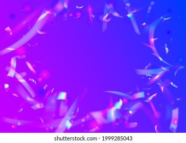 Hologram Texture. Kaleidoscope Tinsel. Disco Multicolor Illustration. Modern Foil. Party Flyer. Purple Laser Effect. Webpunk Art. Holographic Glare. Blue Hologram Texture
