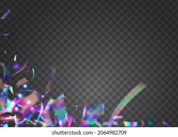 Hologram Texture. Party Carnaval Template. Crystal Art. Metal Design. Holiday Foil. Carnival Confetti. Purple Blur Effect. Cristal Tinsel. Blue Hologram Texture