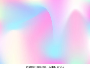 Hologram Texture. Pearlescent Gradient. Bright Cover. Iridescent Gradient. Blue Neon Background. Plastic Flyer. Soft Surface. Retro Geometric Template. Purple Hologram Texture