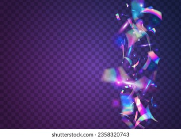 Hologram Texture. Rainbow Background. Fiesta Art. Retro Flare. Violet Shiny Effect. Disco Realistic Template. Bright Foil. Cristal Sparkles. Pink Hologram Texture