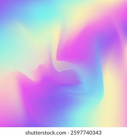 Hologram Texture. Violet Blur Gradient. Fantasy Flyer. Holographic Gradient. Unicorn Mesh. Soft Shapes. Iridescent Background. Neon Futuristic Template. Pink Hologram Texture