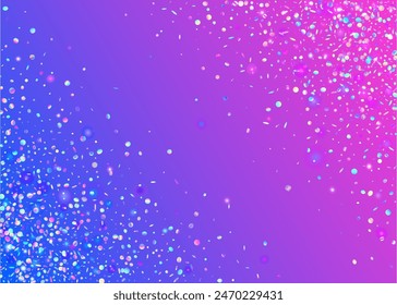 Hologram Tinsel. Blue Happy Background. Carnival Paper. Falling Ribbon. Modern Poster. Light Isolated Explosion. 3d Concept. Party Serpentine. Purple Hologram Tinsel