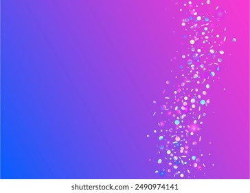 Hologram Tinsel. Party Glitter. Cristal Ribbon. 3d Surprise Explosion. Pink Light Paper. Rainbow Confetti. Disco Texture. Falling Poster. Blue Hologram Tinsel