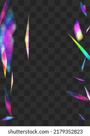 Hologram Tinsel Vector Transparent Background. Shine Flare Overlay Banner. Neon Prism Glint Poster. Holographic Abstract Sparkle Backdrop.