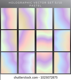 Hologram vector background set. Hologram background of Wrinkled abstract pastel background surface