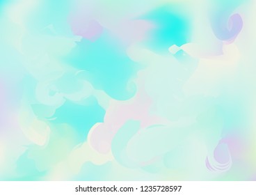 Hologram Vector Fairy Tale Dreamy Background. Gradient Design, Holographic Rainbow Girlie Iridescent Waves Wallpaper. Fairy Tale, Unicorn, Magic Neon Pearlescent Teal. Glam Contrast Landing Page