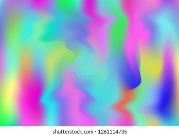 Hologram Vector Fairy Tale Dreamy Background. Simple Holographic Rainbow Gradient, Girlie Iridescent Print Wallpaper. Bright Pearlescent Hologram Fairy, Organic Banner. Modern Tech Music Sound