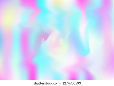 Hologram Vector Fairy Tale Dreamy Background. Rainbow Holographic Gradient Overlay, Trendy Iridescent Girlie Wallpaper. Bright Pearlescent Hologram Fairy, Organic Banner. Glam Contrast Hipster Texture