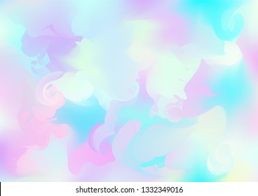 Hologram Vector Fairy Tale Dreamy Background. Rainbow Girlie Iridescent Gradient, Simple Holographic Fluid Wallpaper. 