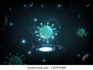 Hologram virus particles technology background vector illustration
