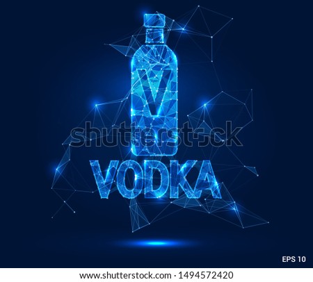 Hologram vodka. Vodka from polygons, triangles points and lines. Vodka low connection structure. Technology concept.