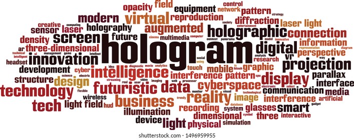 Hologram word cloud concept. Collage made of words about hologram. Vector illustration 