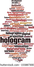Hologram word cloud concept. Collage made of words about hologram. Vector illustration 