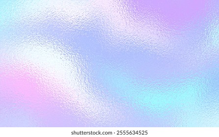 Holograph background. Hologram gradient foil texture. Iridescent mirror effect. Holographic glitter backdrop. Rainbow textur. Cute subtle pattern. Pink blue paper. Sparkle print. Vector illustration