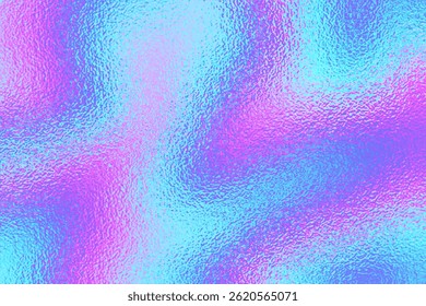 Fondo holográfico. Textura de lámina de gradiente de holograma. Efecto espejo iridiscente. Fondo de brillo holográfico. Textura del arco iris. Lindo patrón sutil. Papel azul rosado. Estampado brillante. Ilustración vectorial