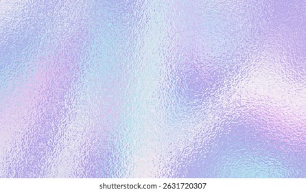 Fondo holográfico. Textura de lámina de gradiente de holograma. Efecto espejo iridiscente. Fondo de brillo holográfico. Textura del arco iris. Lindo patrón sutil. Papel azul rosado. Estampado brillante. Ilustración vectorial