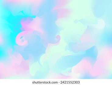Holograph Dreamy Banner. Defocused Girlie Foil Holo Teal. Rainbow Overlay Hologram Cover. Pearlescent Holographic Liquid Girlie Horizontal Background Neon Texture Overlay, 80s, 90s Music Wallpaper