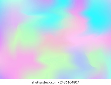 Holograph Dreamy Banner. Defocused Girlie Foil Holo Teal. Pearlescent Holographic Liquid Glam Horizontal Wallpaper Rainbow Overlay Hologram Cover. Neon Paper Overlay, 80s, 90s Music Background