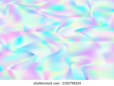 Holograph Dreamy Banner. Fluorescent Holographic Fluid Light Horizontal Background Neon Graphic Overlay, 80s, 90s Music Wallpaper Rainbow Overlay Hologram Cover. Defocused Girlie Foil Holo Teal.