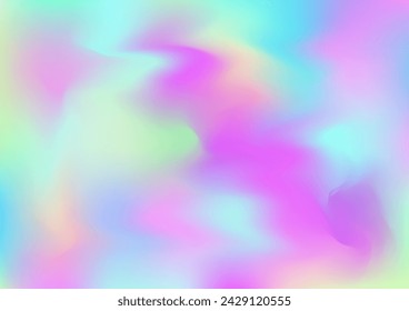 Holograph Dreamy Banner. Fluorescent Holographic Liquid Light Horizontal Background Unfocused Girlie Foil Holo Teal. Neon Paper Overlay, 80s, 90s Music Wallpaper Rainbow Overlay Hologram Cover.