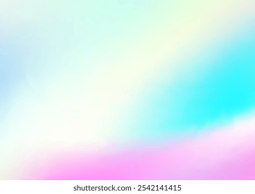 Holograph Dreamy Banner. Fluorescent Holographic Liquid Light Horizontal Background Defocused Girlie Foil Holo Teal. Neon Texture Overlay, 80s, 90s Music Wallpaper Rainbow Overlay Hologram Cover.