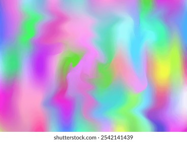 Holograph Dreamy Banner. Neon Graphic Overlay, 80s, 90s Music Background Pearlescent Holographic Fluid Light Horizontal Wallpaper Defocused Girlie Foil Holo Teal. Rainbow Overlay Hologram Cover.