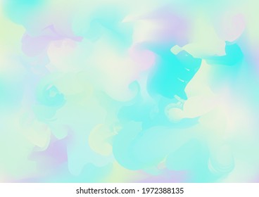 Holograph Dreamy Banner. Neon Paper Overlay, 80s, 90s Music Background Iridescent Holographic Fluid Glam Horizontal Wallpaper Rainbow Overlay Hologram Cover. Gradient Girlie Foil Holo Teal.