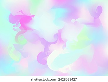 Holograph Dreamy Banner. Neon Paper Overlay, 80s, 90s Music Wallpaper Pearlescent Holographic Fluid Glam Horizontal Background Rainbow Overlay Hologram Cover. Defocused Girlie Foil Holo Teal.